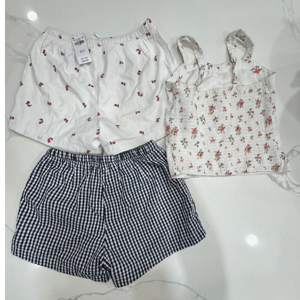 Abercrombie Kids Set Floral Cami Cherry NWT and Gingham Shorts Size 11/12 Girls